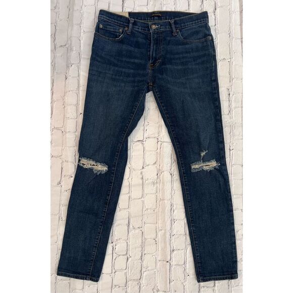 Abercrombie & Fitch Mens 31x30 Super Skinny Jeans Dark Wash Ripped Denim Stretch - Picture 1 of 4